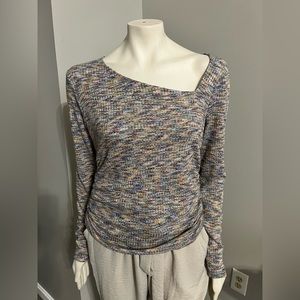 Jessica Simpson Long Sleeve Multicolor Scrunch Texture Stretch NWT Blouse Large